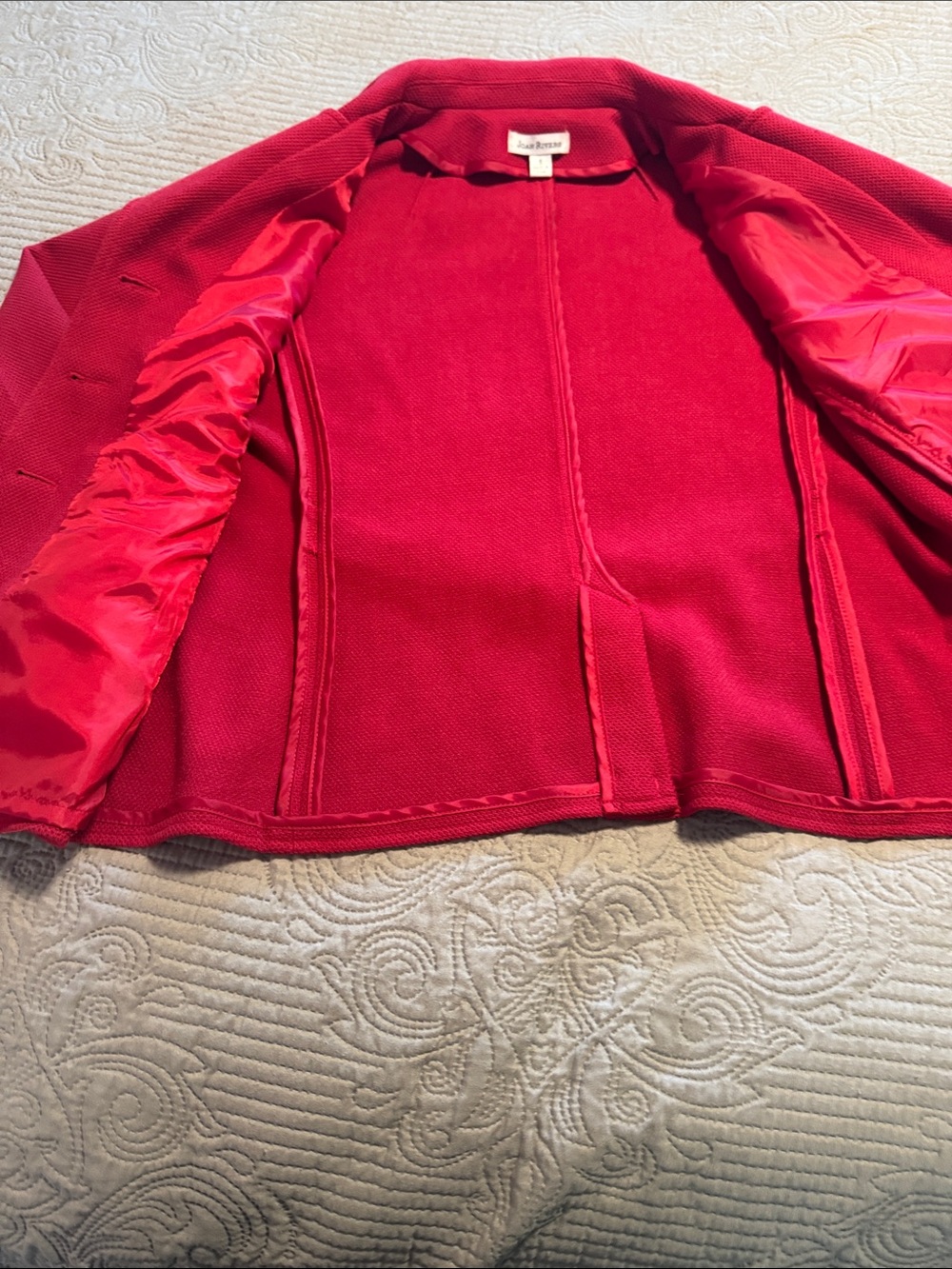 Joan Rivers Red Structured Gold-Button Blazer - Picture 4 of 5
